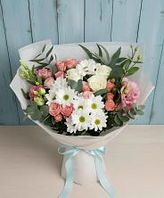 Букет цветов из:  Розы, Лизиантусы и Хризантемы в Новый Рогачик
