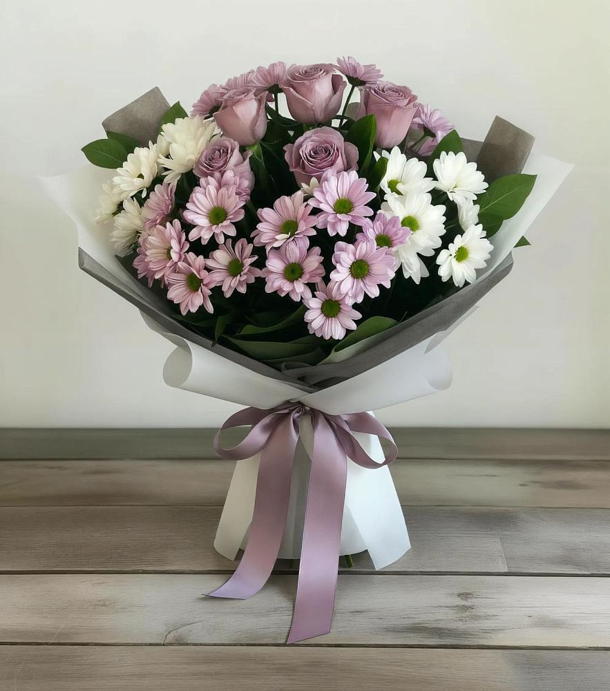 Букет цветов из: Хризантемы и Розы в Новый Рогачик