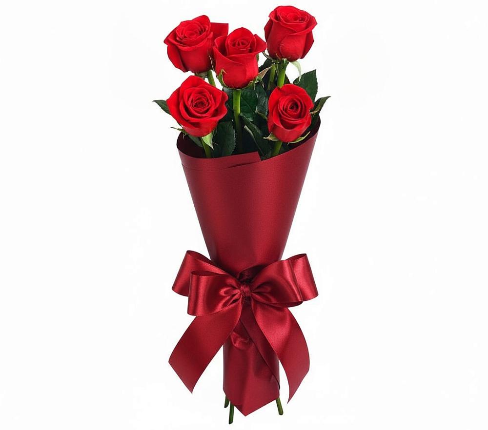 Букет 5 Красных роз Эдлесс Лав в Новый Рогачик