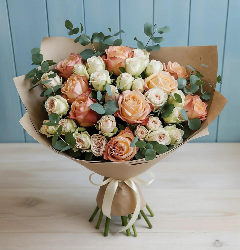 Букет цветов из: Альстромерии и Розы в Новый Рогачик