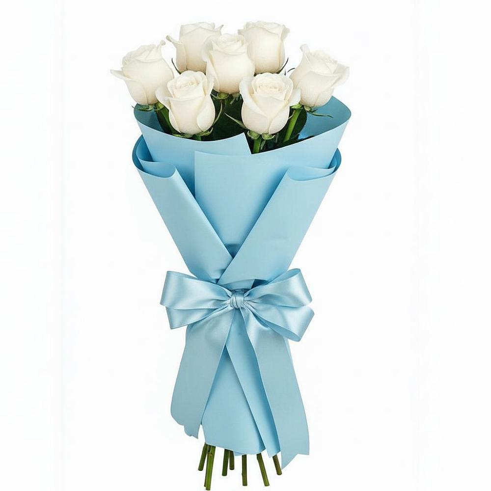 Букет 7 белых роз Проуд в Новый Рогачик