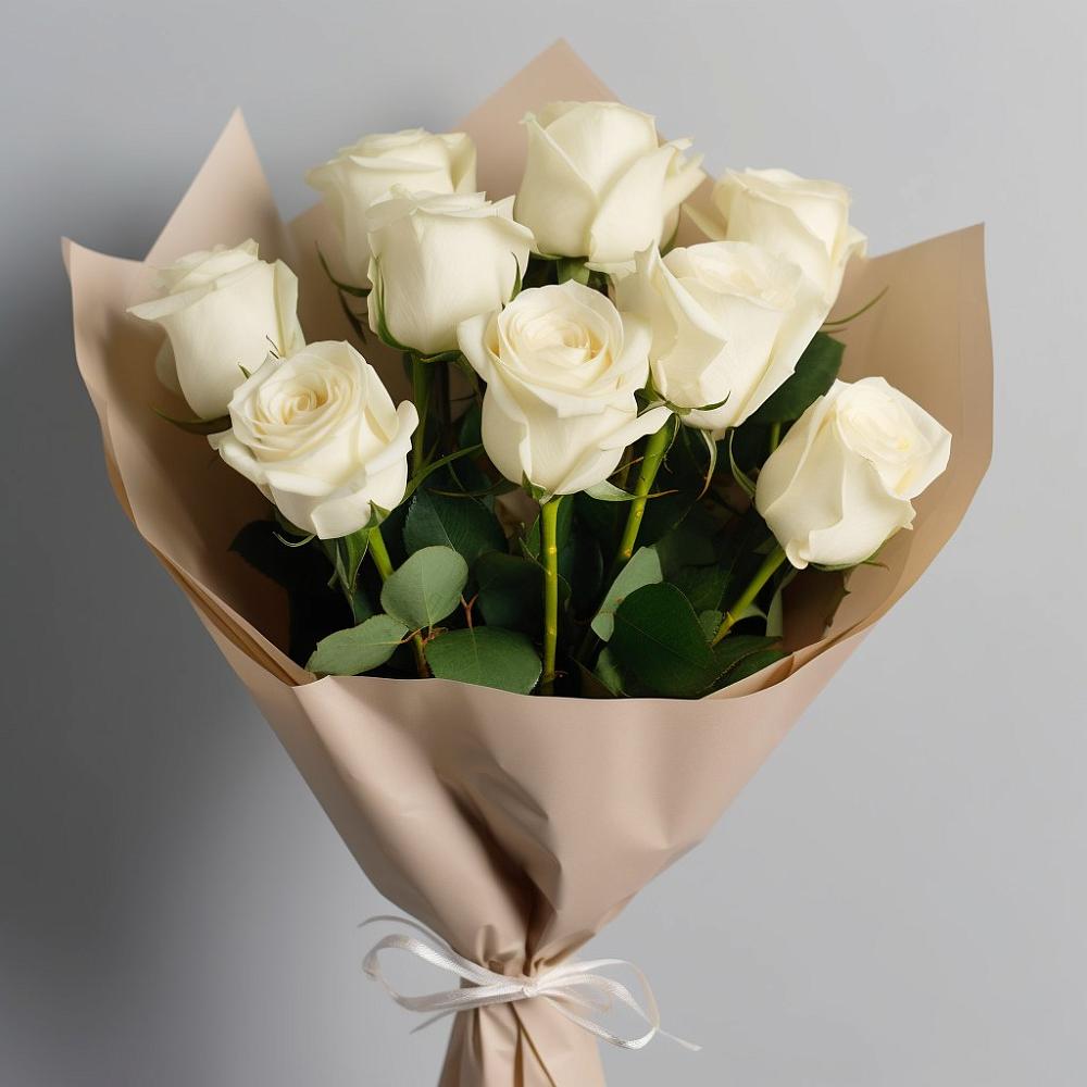 Букет 9 Белых роз Эдлесс Лав в Новый Рогачик