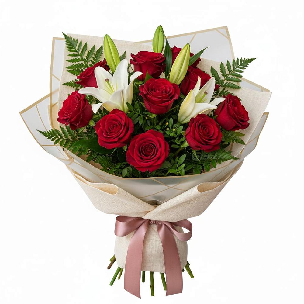 Букет цветов из: Лилии и Розы в Новый Рогачик