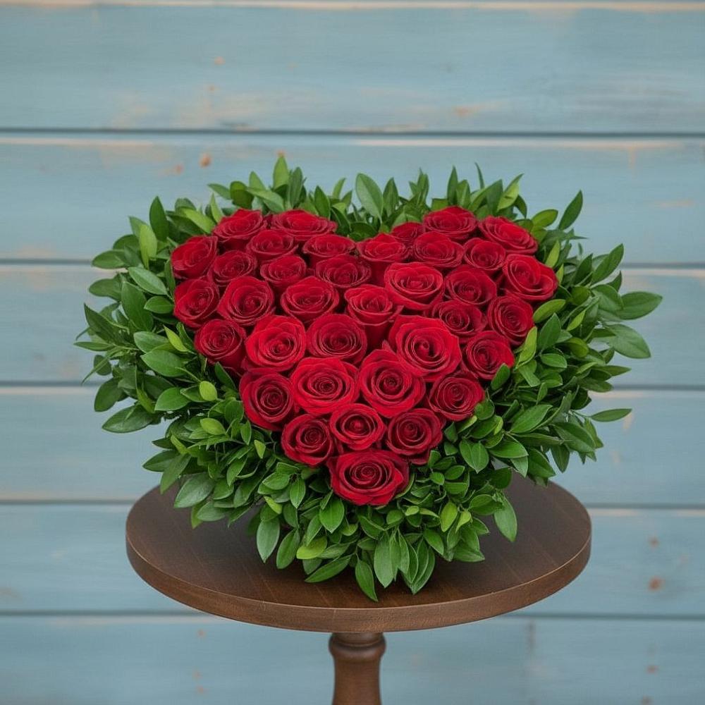 Цветочная композиция из Розы в виде сердца в Новый Рогачик