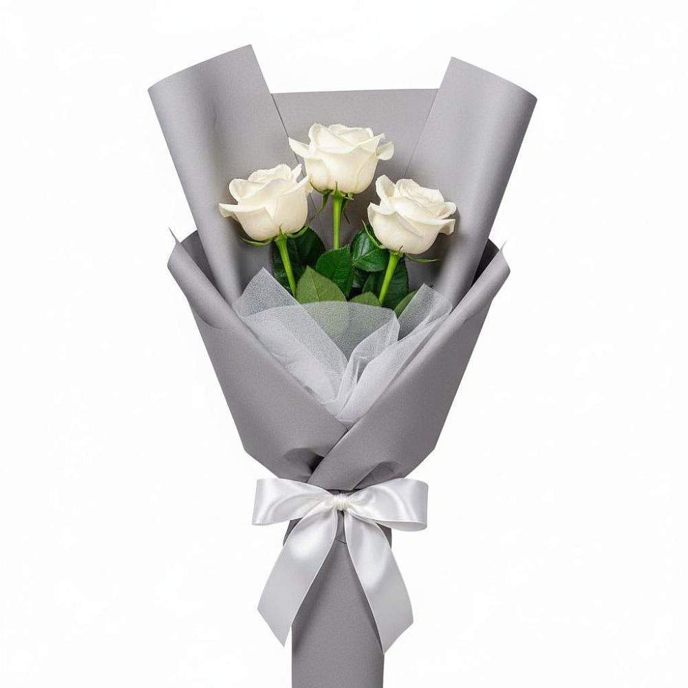Букет 3 белые розы в Новый Рогачик