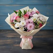 Букет цветов из:  Хризантемы, Альстромерии и Розы в Новый Рогачик