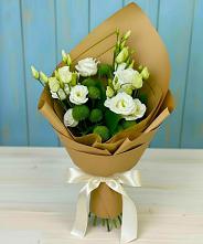 Букет цветов из:  Хризантемы и Лизиантусы #REPLACE_PRED# Новый Рогачик