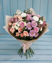 Букет цветов из:  Хризантемы, Розы и Альстромерии в Новый Рогачик