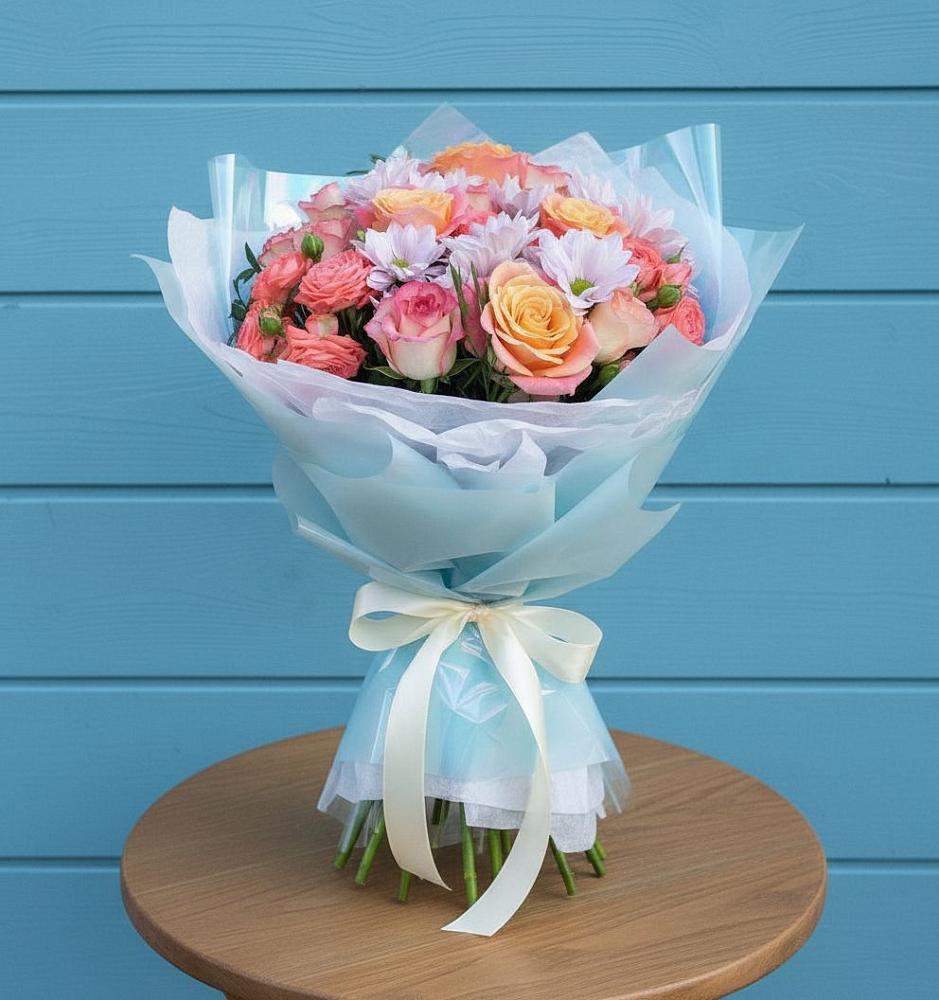 Букет цветов из: Хризантемы и Розы в Новый Рогачик