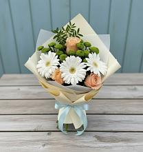 Букет цветов из:  Герберы, Розы и Хризантемы #REPLACE_PRED# Новый Рогачик